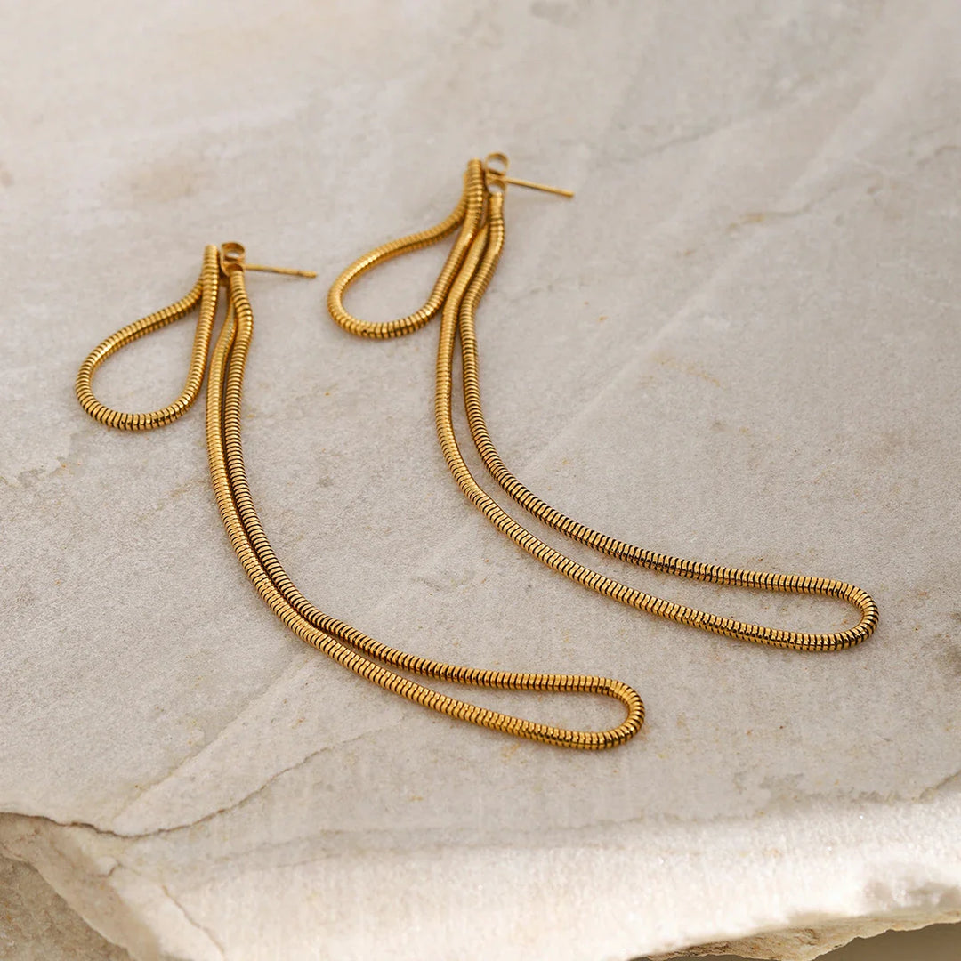 BowLift | Classy Snake Chain Tassel Stud Earrings