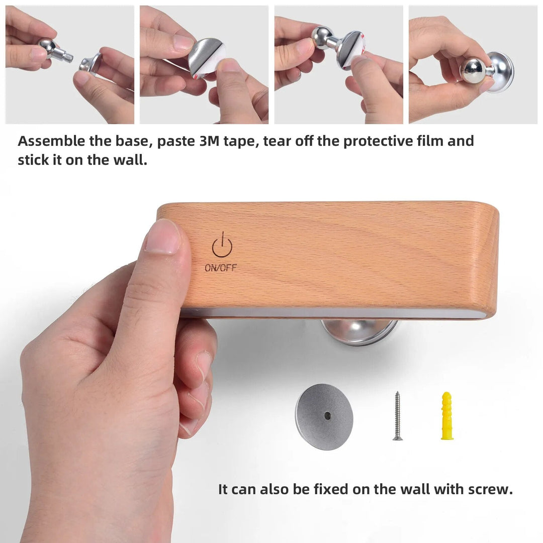 BowLift | Rotatable Magnetic Wooden Rechargeable LED Night Lamp