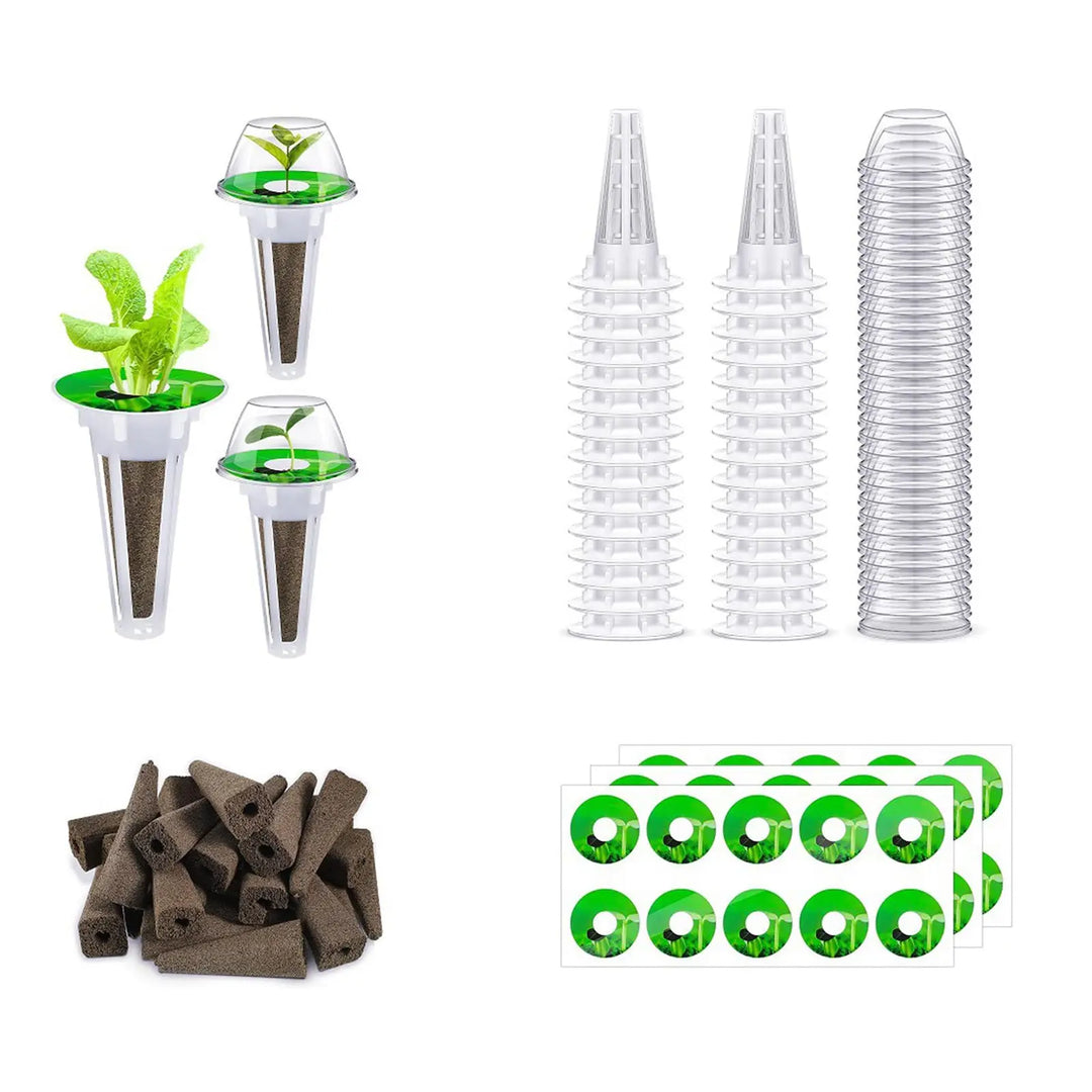 BowLift | HydroLeaf Hydroponics Starter Set 120 pieces | With baskets, sponges & covers | For indoor gardening & cultivation