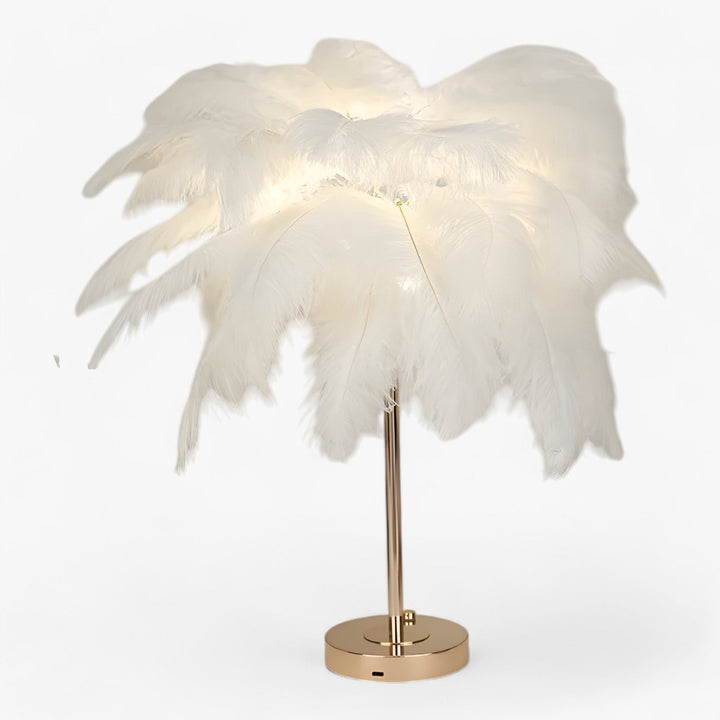 BowLift | FeatherGlow | Table lamp with touch control - LED with feathers for weddings and room decoration