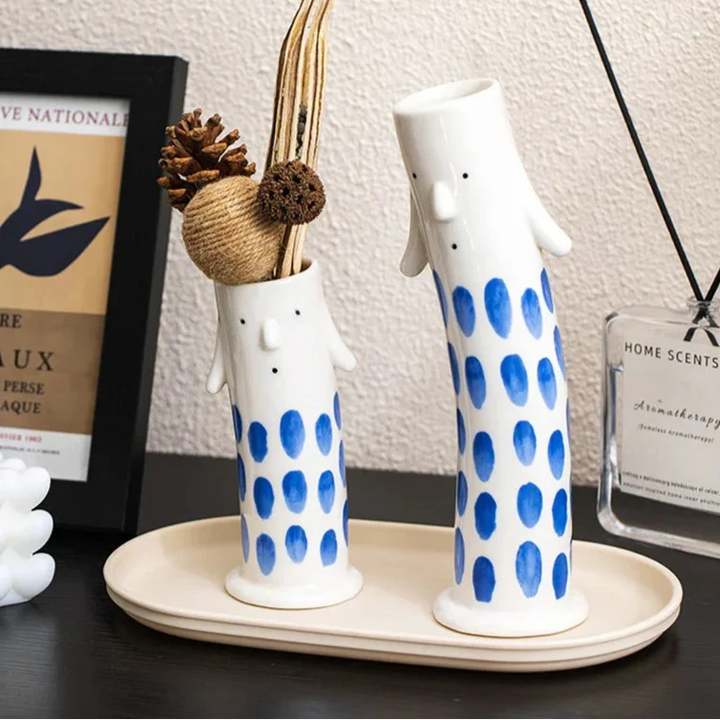 Lovely Cartoon Figures Ceramic Vase | Bowlift