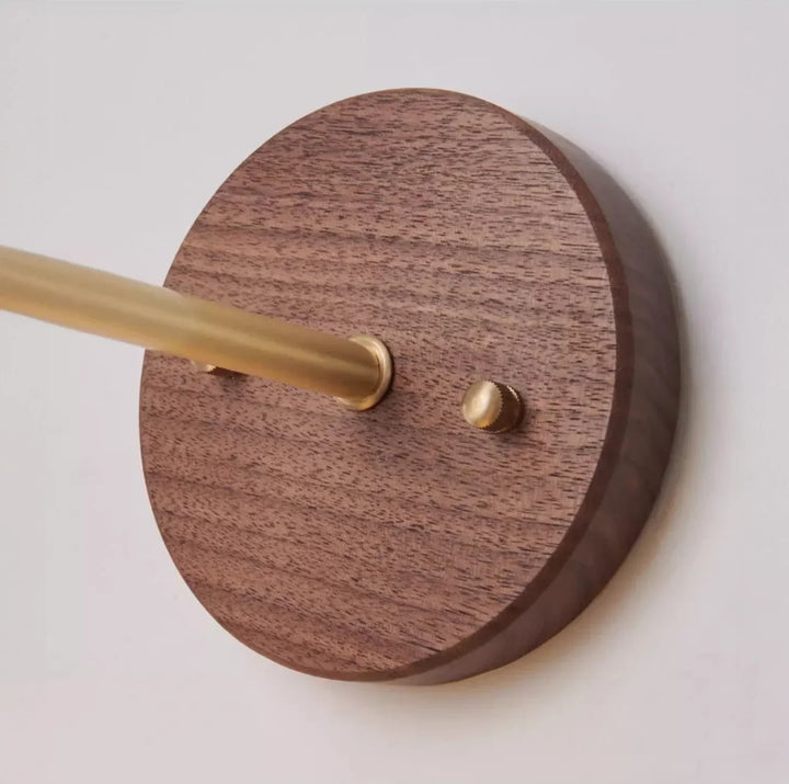 BowLift | WalnutEdge – Modern Wall Lamp in Walnut and Brass