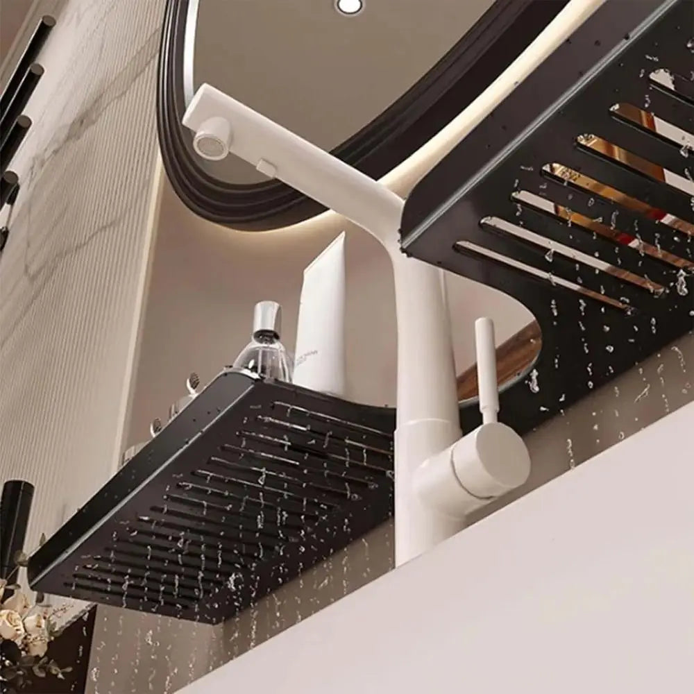 BowLift | Over Sink Suction Cup Walnut Bathroom Rack