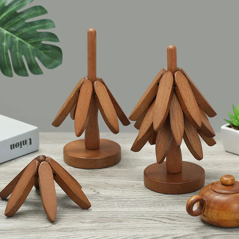 BowLift | Wooden Tree Heat Resistant Coaster Set
