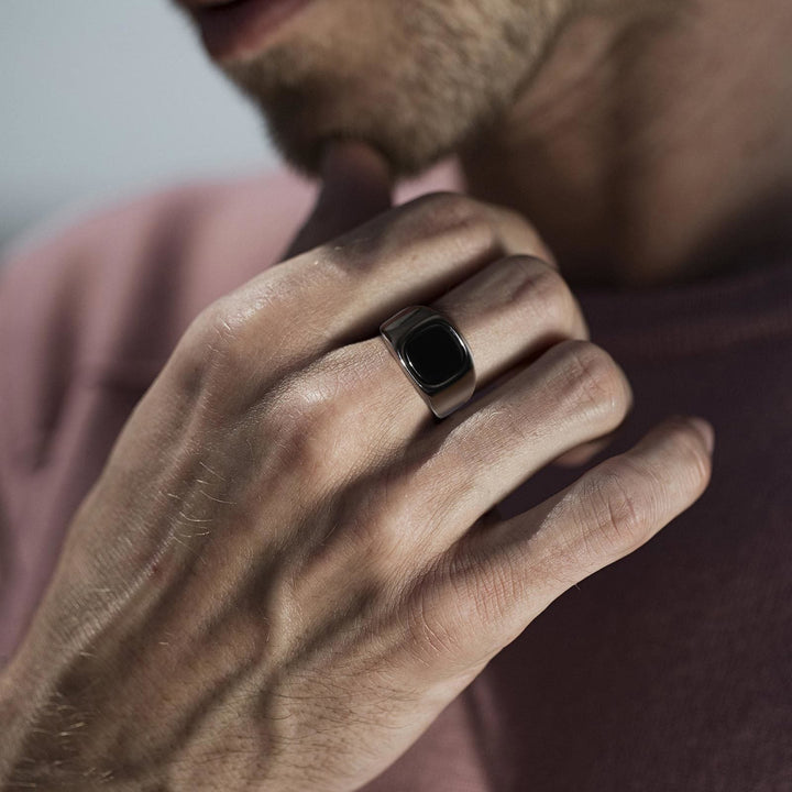 BowLift | Black Storm Stone Stainless Steel Ring