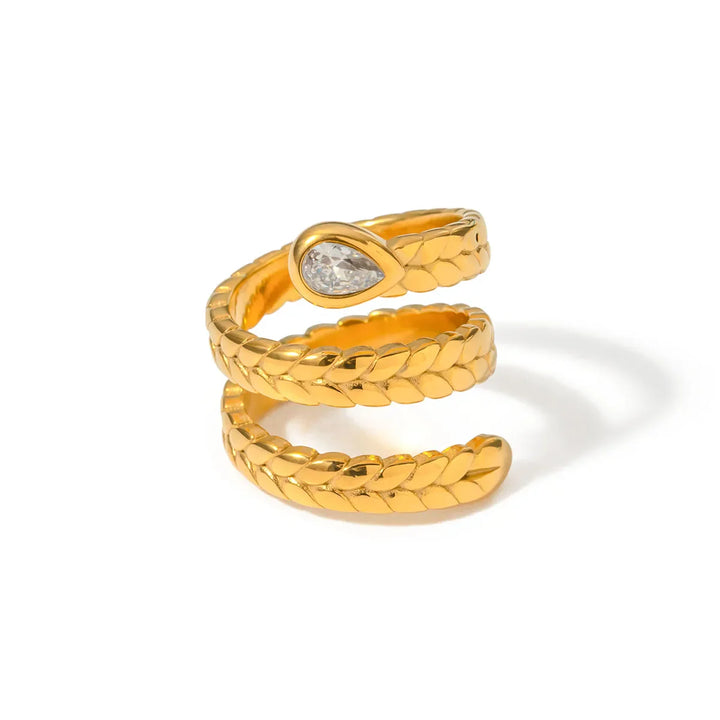 BowLift | Triple Wrap Diamond Eye Leaf Textured Ring