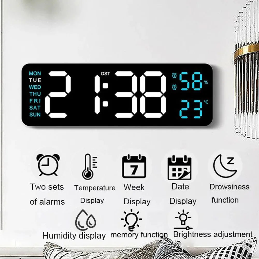 TimeGlow Clock - Slim Digital Alarm Clock with Temperature & Calendar Bowlift