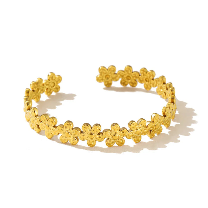 BowLift | Textured Floral Bangle Cuff Bracelet
