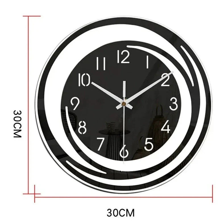 BowLift | Acrylic Wall Clock - Scandinavian Design - Black - Clock