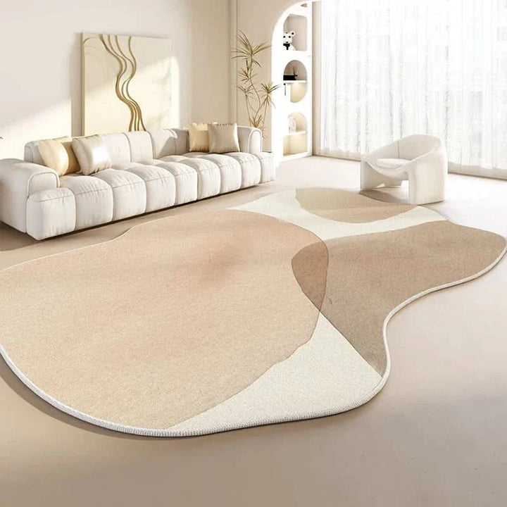 Japanese-Style Plush Area Rug with Irregular Shape and Non-Slip Backing