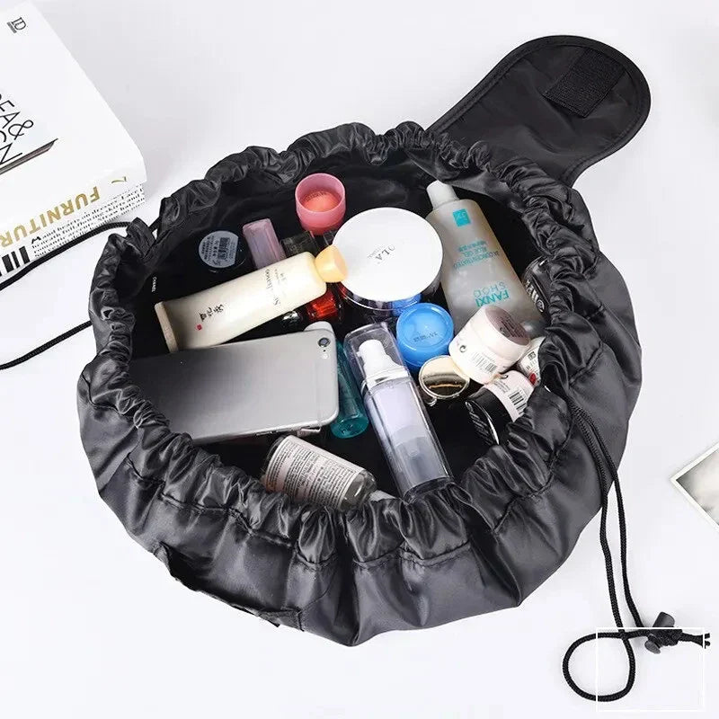 BowLift | GlamFold Cosmetic Bag | Spacious bag with drawstring for stylish and practical use in black