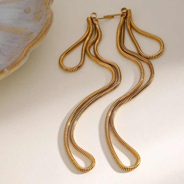 BowLift | Classy Snake Chain Tassel Stud Earrings