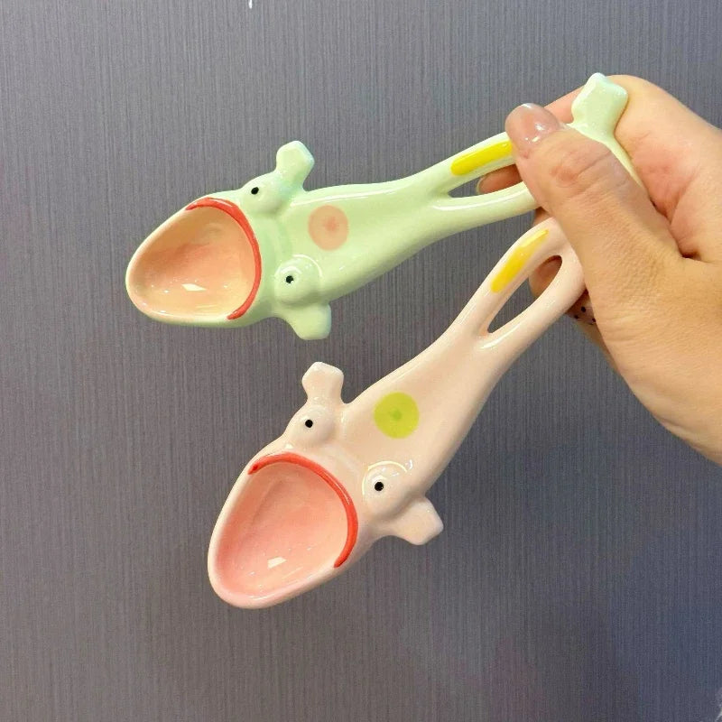 BowLift | Funny Frog Long Handle Ceramic Spoon