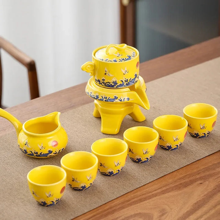 BowLift | Royal Golden Porcelain Dragon Flow Tea Set