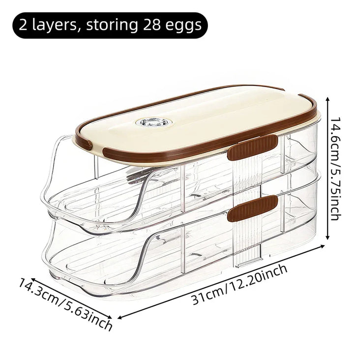 BowLift | Fridge Organizer Automatic Rolling Transparent Egg Storage Box