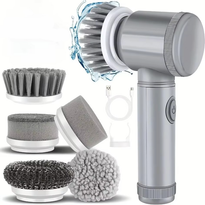 BowLift | Electric Spin Scrubber with 5 Replaceable Brush Heads, Powerful Cordless Bathroom Cleaning Brush
