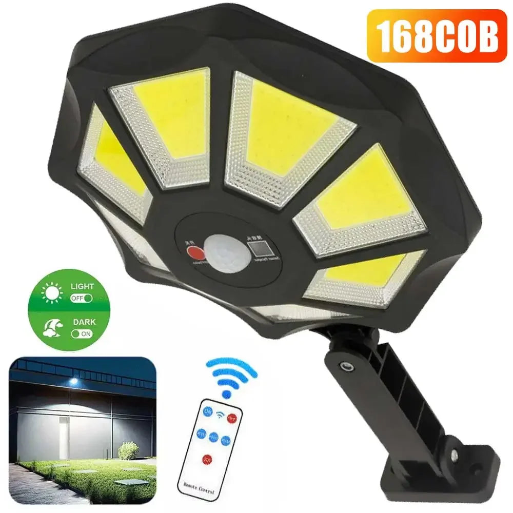 BowLift | Solarkon OctaBeam | 168 LED Solar Light | 360° Wide Angle | IP65 | With Remote Control & Motion Sensor