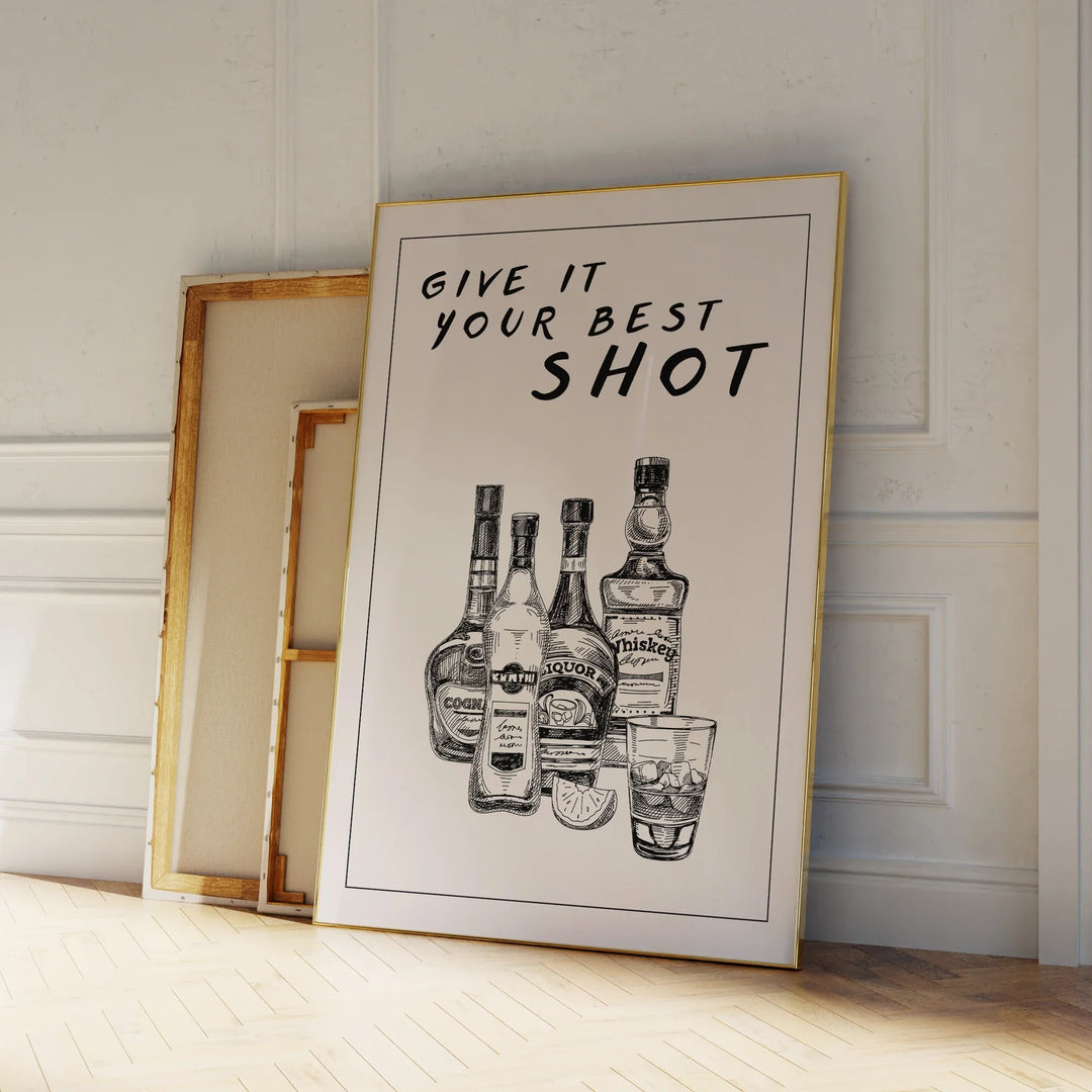 Give It Your Best Shot" Wall Art – Bold & Playful Bar Decor | Bowlift