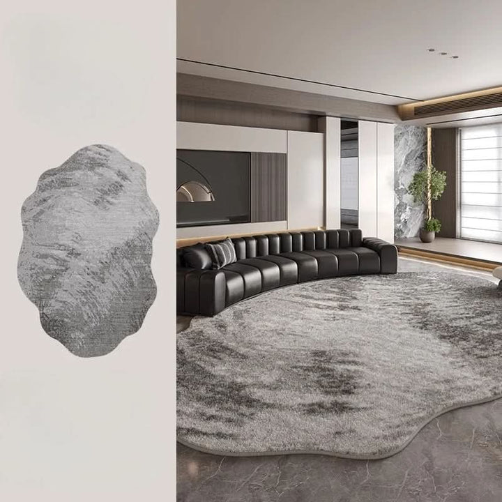 Irregular Polyester Plush Rug with Machine-Washable Surface for Bedroom and Living Room
