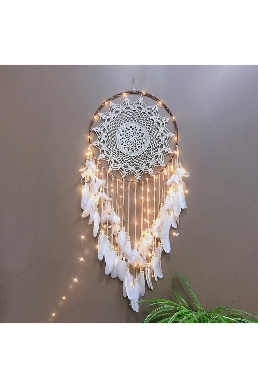 Large Decorative Dreamcatcher with Organic Material Design