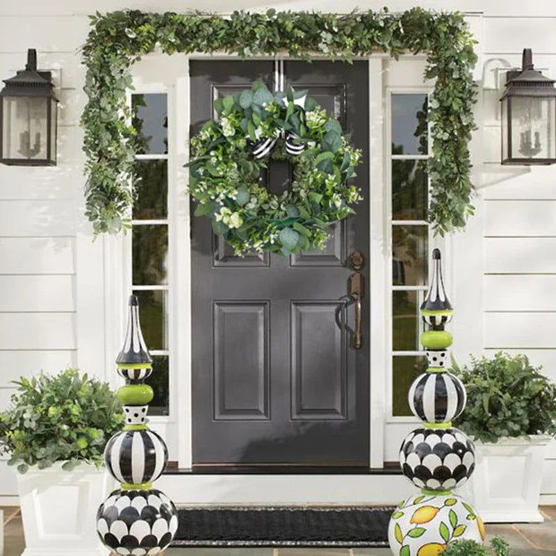 BowLift | EverLeaf | Eucalyptus Wreath with Artificial Flowers | Handcrafted Decoration for Christmas, Wedding & Home