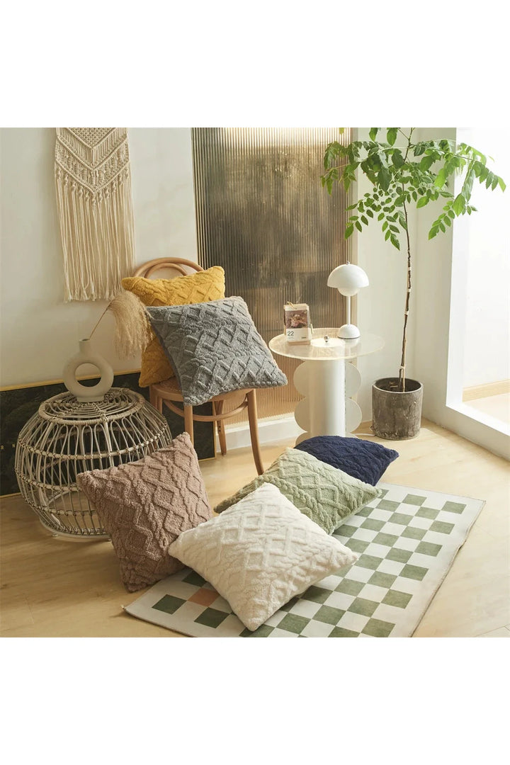 Geometric Plush Sofa Pillow Cover | Bowlift
