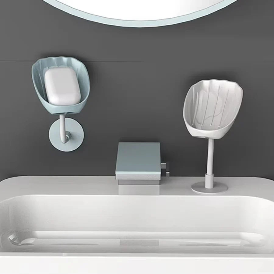 BowLift | DryLoft Soap Holder | Double Chamber with Drain & Lid | Wall Mount without Drilling | Dust Protection & Space Saving