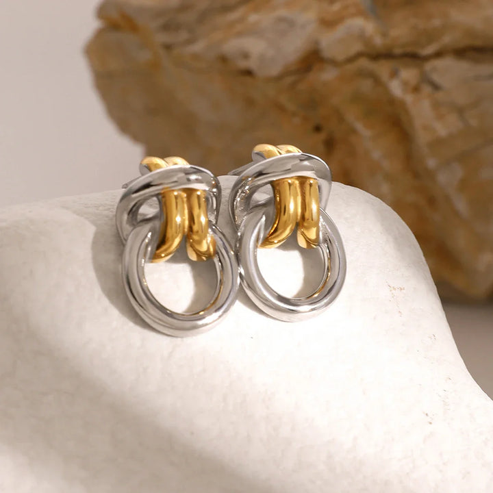 BowLift | Two Tone Ring Knot Earrings
