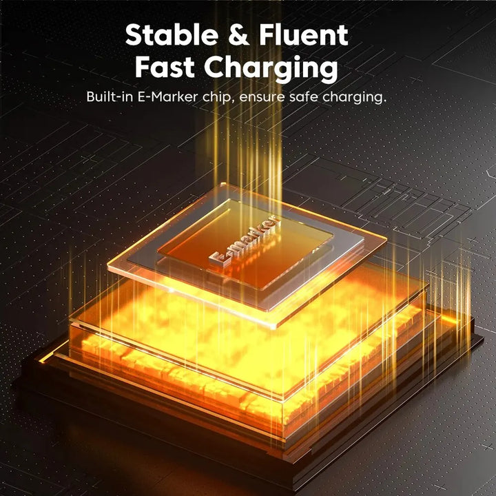 BowLift | PowerLinx USB-C Cable | 100W Fast Charging | Spiral Cable with LED | 1.8m Stretchable & Durable
