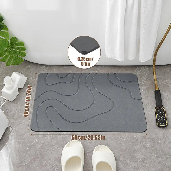 BowLift | Drysera Bath Mat | Bath Mat Stone Look | Quick Drying & Non-Slip | 40 × 60 cm | Diatomite & Rubber