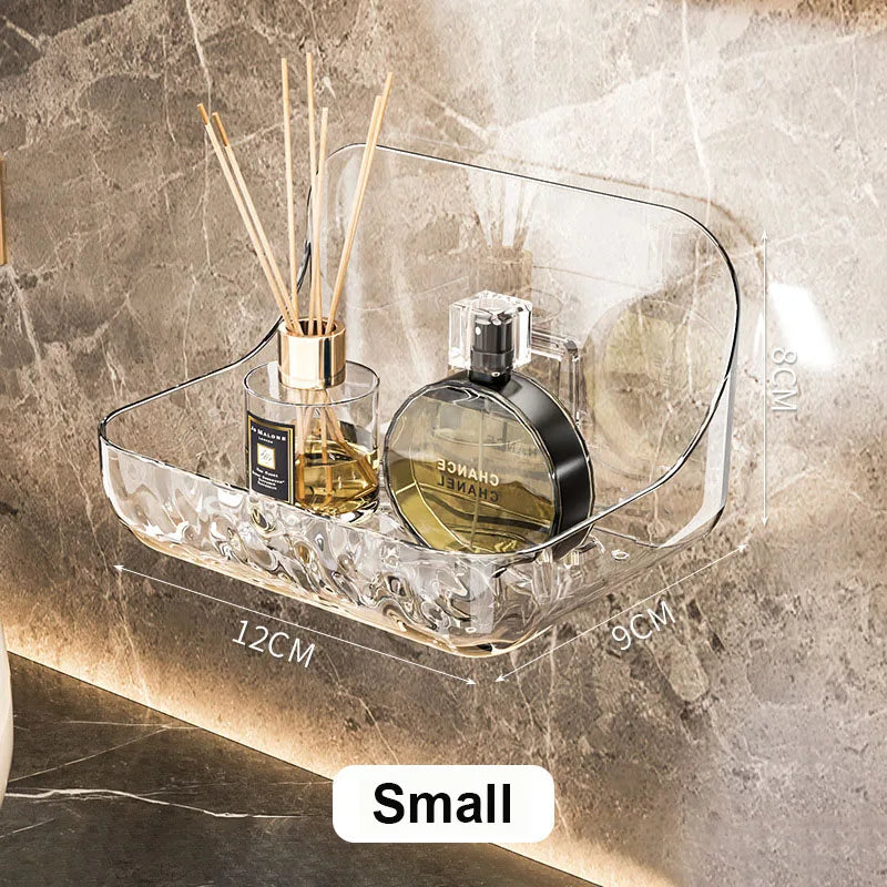 BowLift | Transvia Wall Shelf | Transparent & Adhesive | Residue-Free | For Bathroom, Kitchen & More