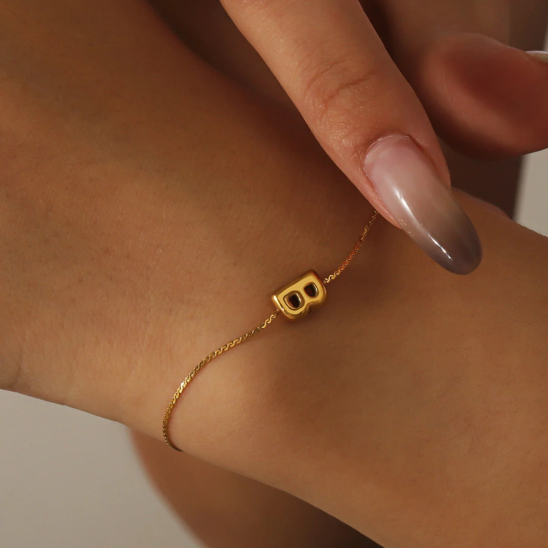 BowLift | Dainty Bubble Letter Initial Bracelet