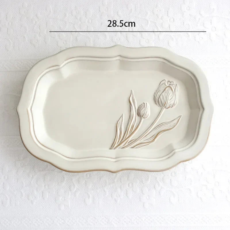 French embossed flower plates