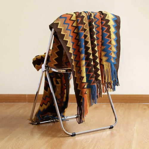 BowLift | CasaLoom | Boho Blanket with Fringes | Rust Red | Soft & Light