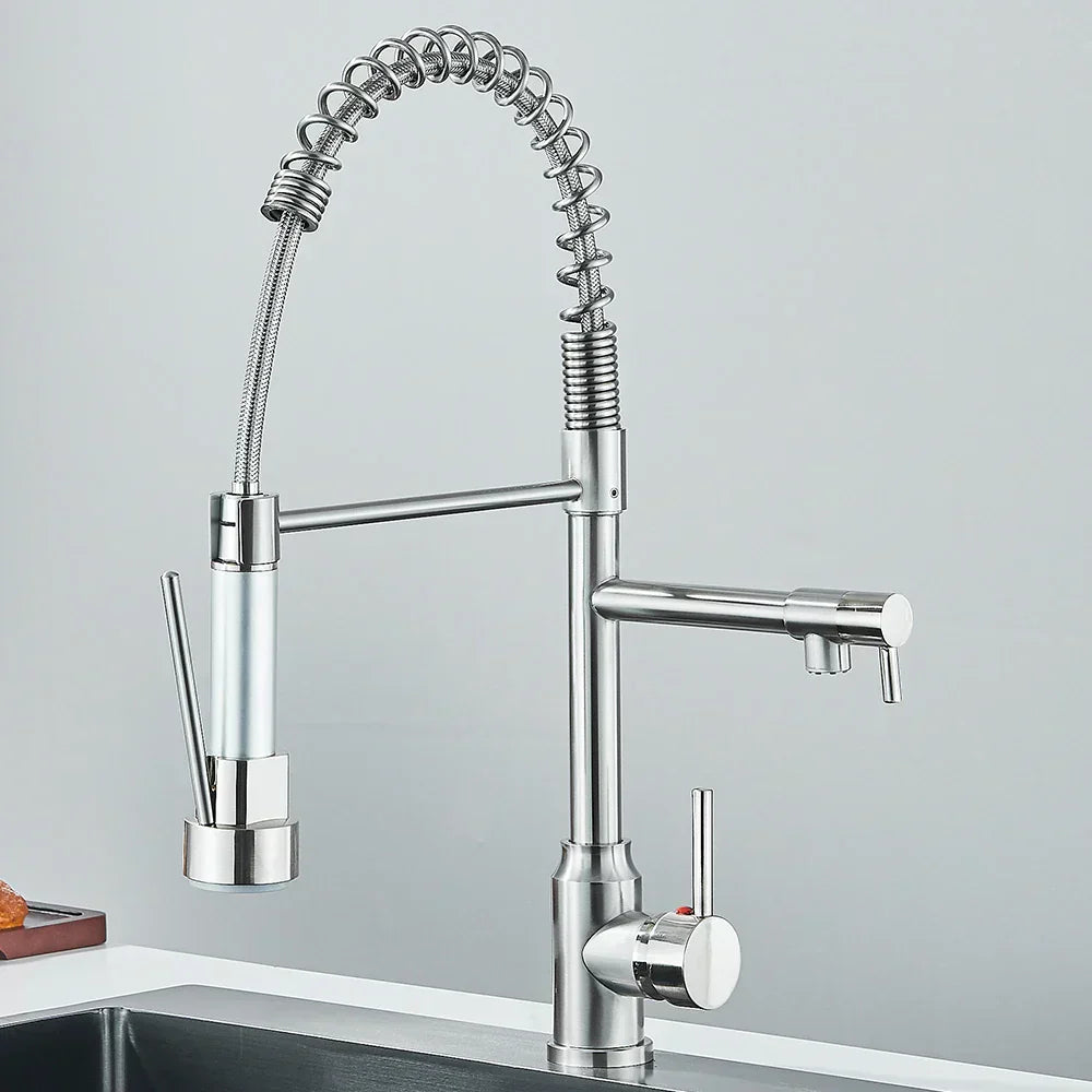 HydroFlex – Modern Kitchen Faucet with Double Spout Bowlift