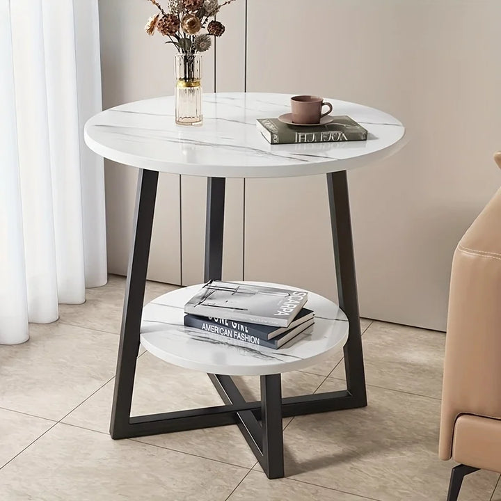 Two-Tier Side Table with Compact Space-Saving Design
