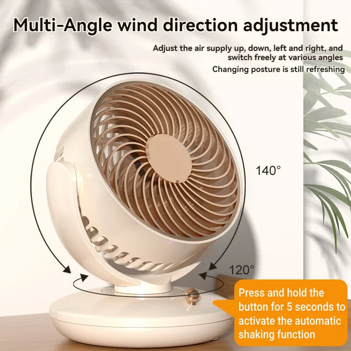 BowLift | BreezeLoop Table Fan with 360° Rotation | USB Fan with 3 Speeds & Battery | Quiet & Compact | For Office, Bedroom & Home