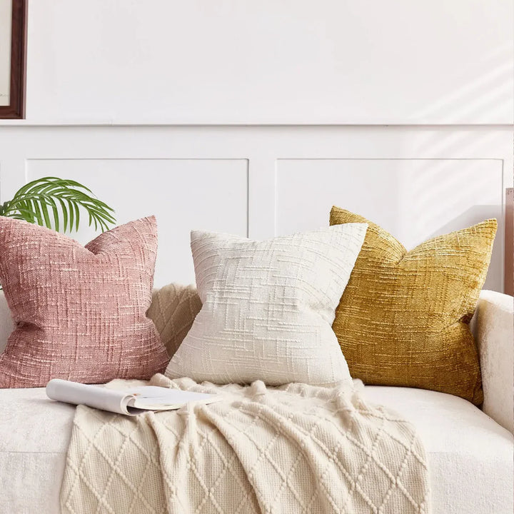 Chenille Sofa cushion cover – Soft solid design | Elegant decoration for living & bedrooms | Bowlift