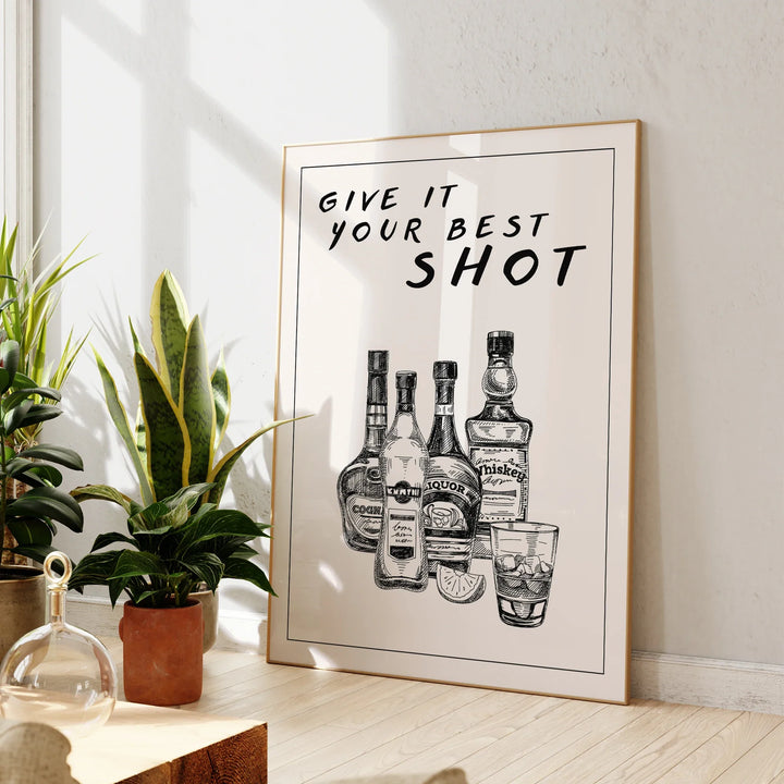 Give It Your Best Shot" Wall Art – Bold & Playful Bar Decor | Bowlift