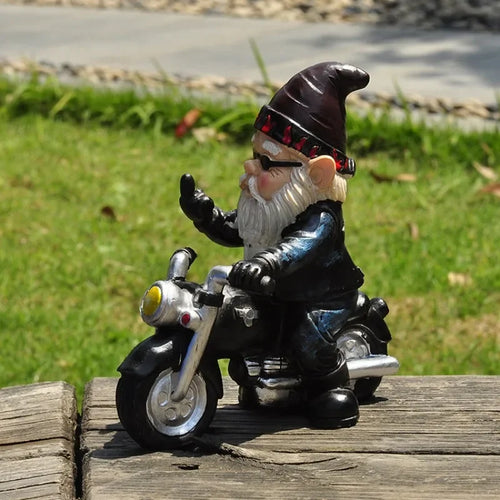 BowLift | Gnome on Motorcycle Resin Figure for Garden