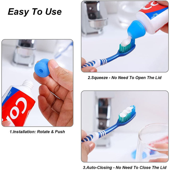 BowLift | 4pcs Anti-Waste Self-Closing Reusable Toothpaste Caps