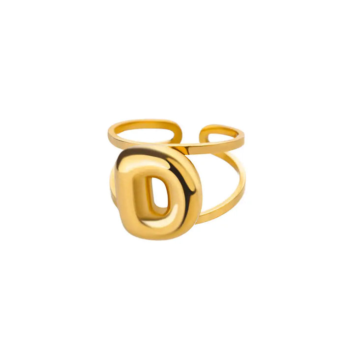 BowLift | Adjustable Open Band Bubble Letter Initial Ring