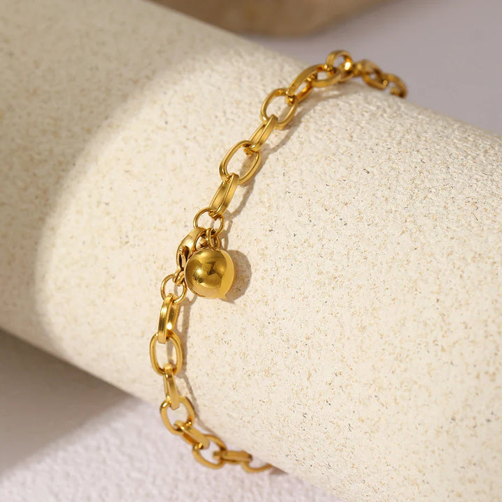 BowLift | Chunky Paperclip Tassel Ball Bracelet