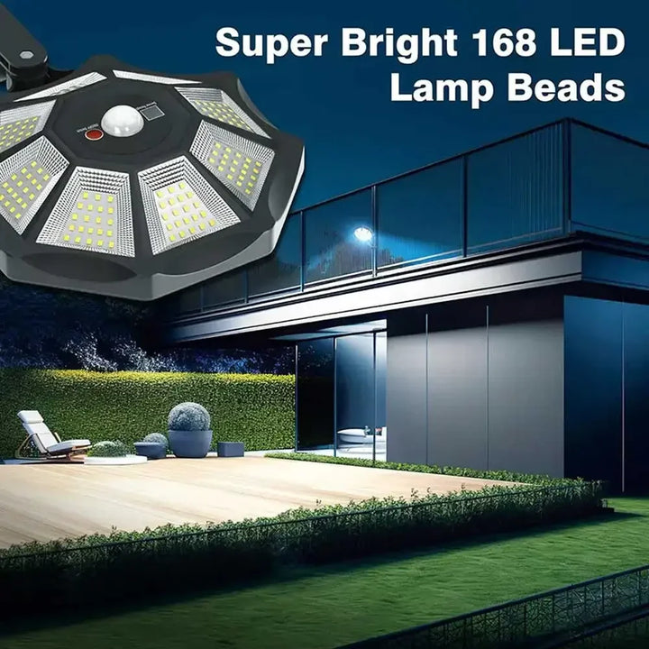 BowLift | Solarkon OctaBeam | 168 LED Solar Light | 360° Wide Angle | IP65 | With Remote Control & Motion Sensor