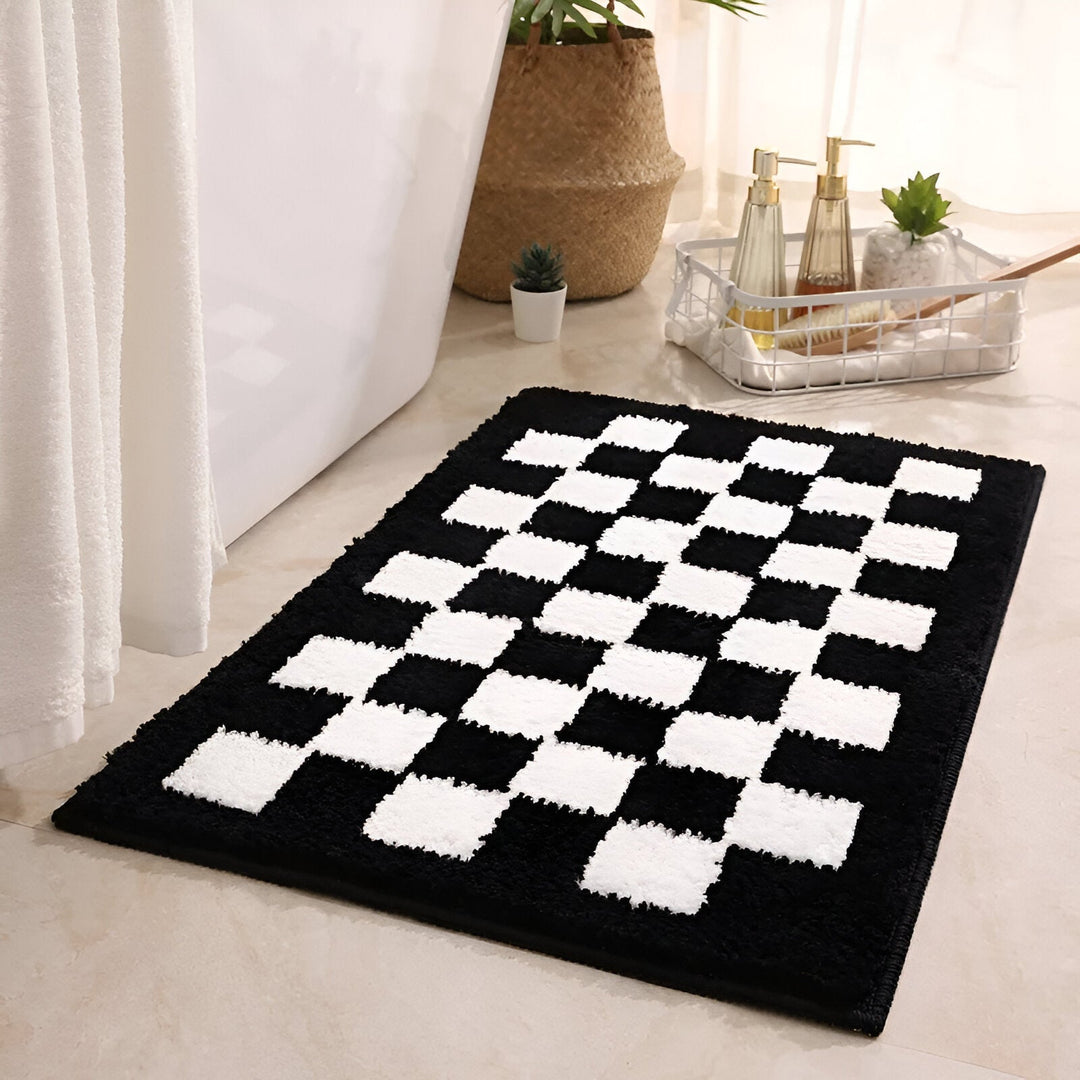 BowLift | Plush Checkered Bath Mat