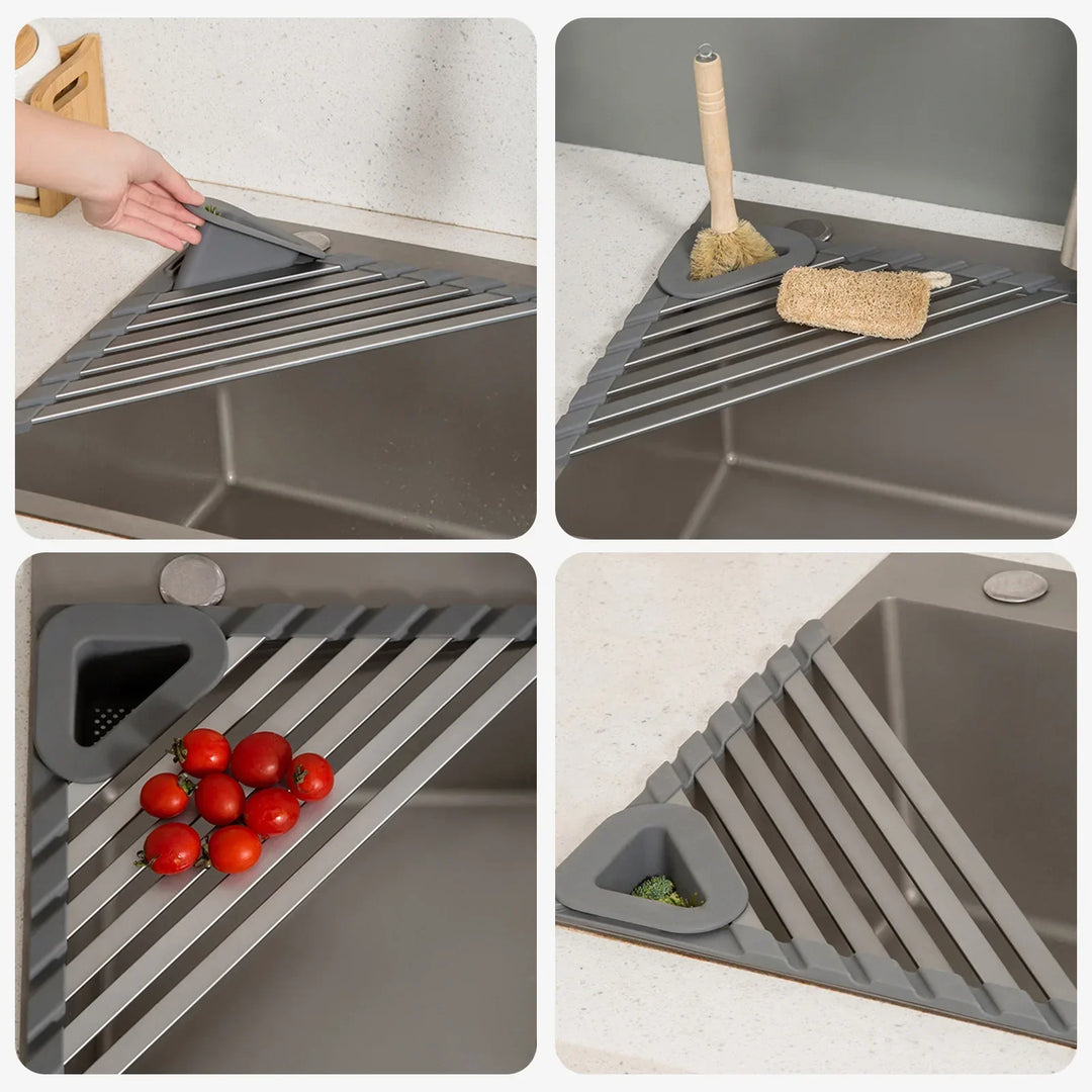 BowLift | Sink Mounted Triangle Drainage Rack Kitchen Storage Shelf