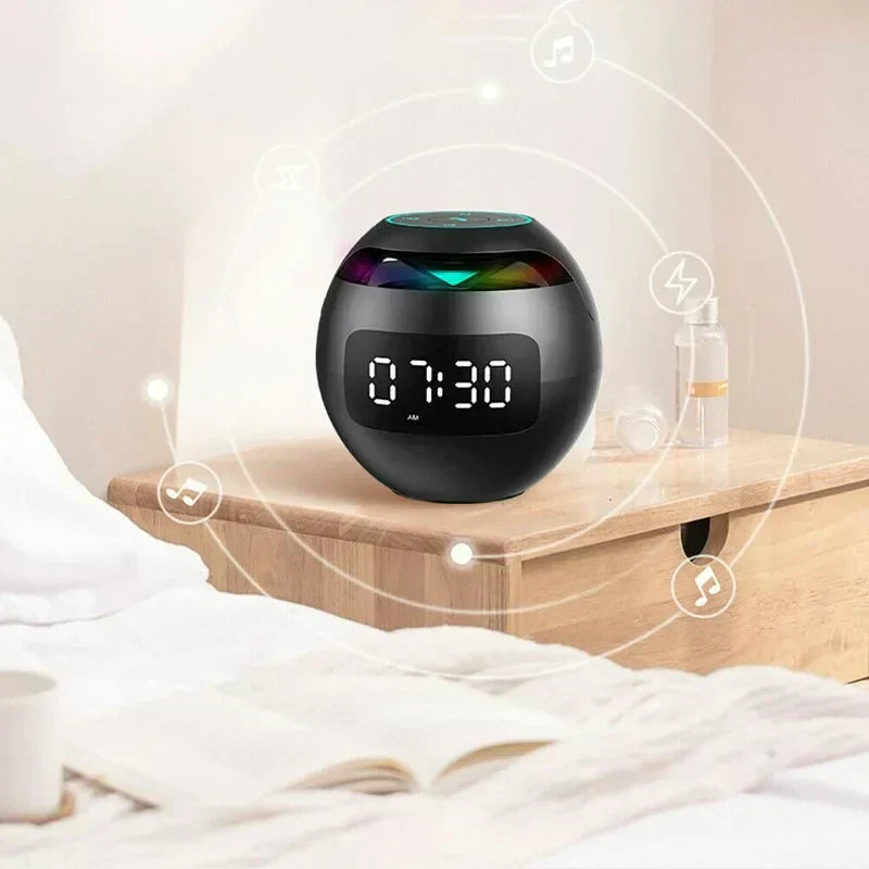 BowLift | Digital LED Alarm Clock with Bluetooth Speaker & Colorful Night Light – Motion Sensor, Rechargeable, 5W Sound