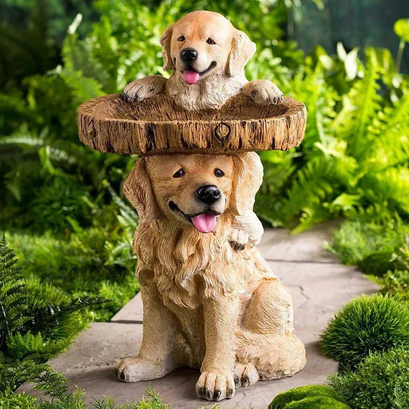 BowLift | Golden Retriever Puppy Bird Bath Garden Statue