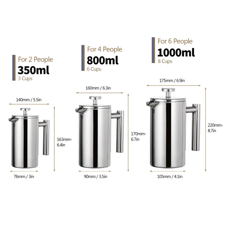 BowLift | Stainless Steel French Press Coffee Maker
