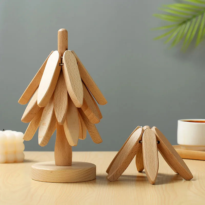 BowLift | Wooden Tree Heat Resistant Coaster Set